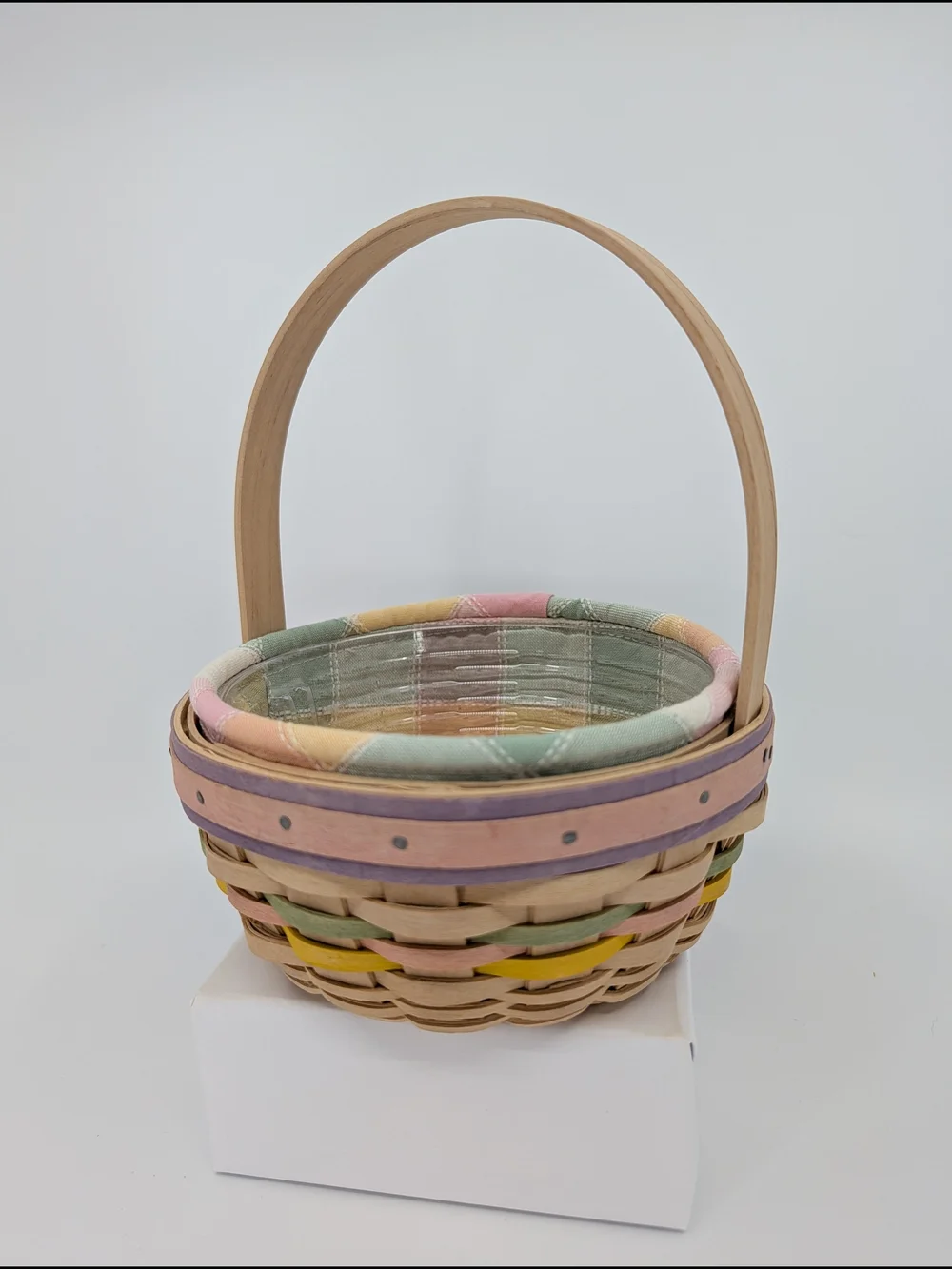 Longaberger 2001 Edition Small Easter Basket, Madras Plaid Liner & Protector